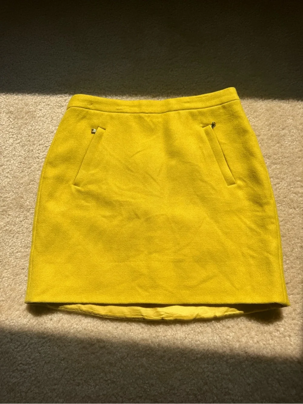 J. Crew Sunny Yellow Mini Skirt with Front Welt Pockets
